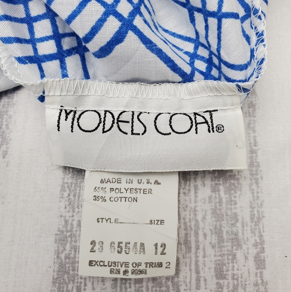 Vintage Models Coat Day Dress Blue & White Plaid Size 12  cr 60's - Picture 14 of 15